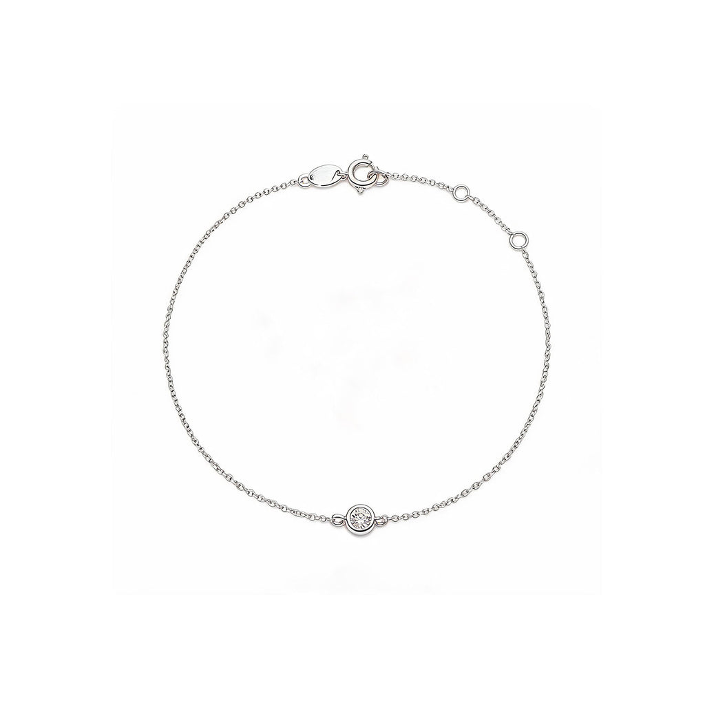 Bezel-Set Solitaire Diamond White Gold Bracelet