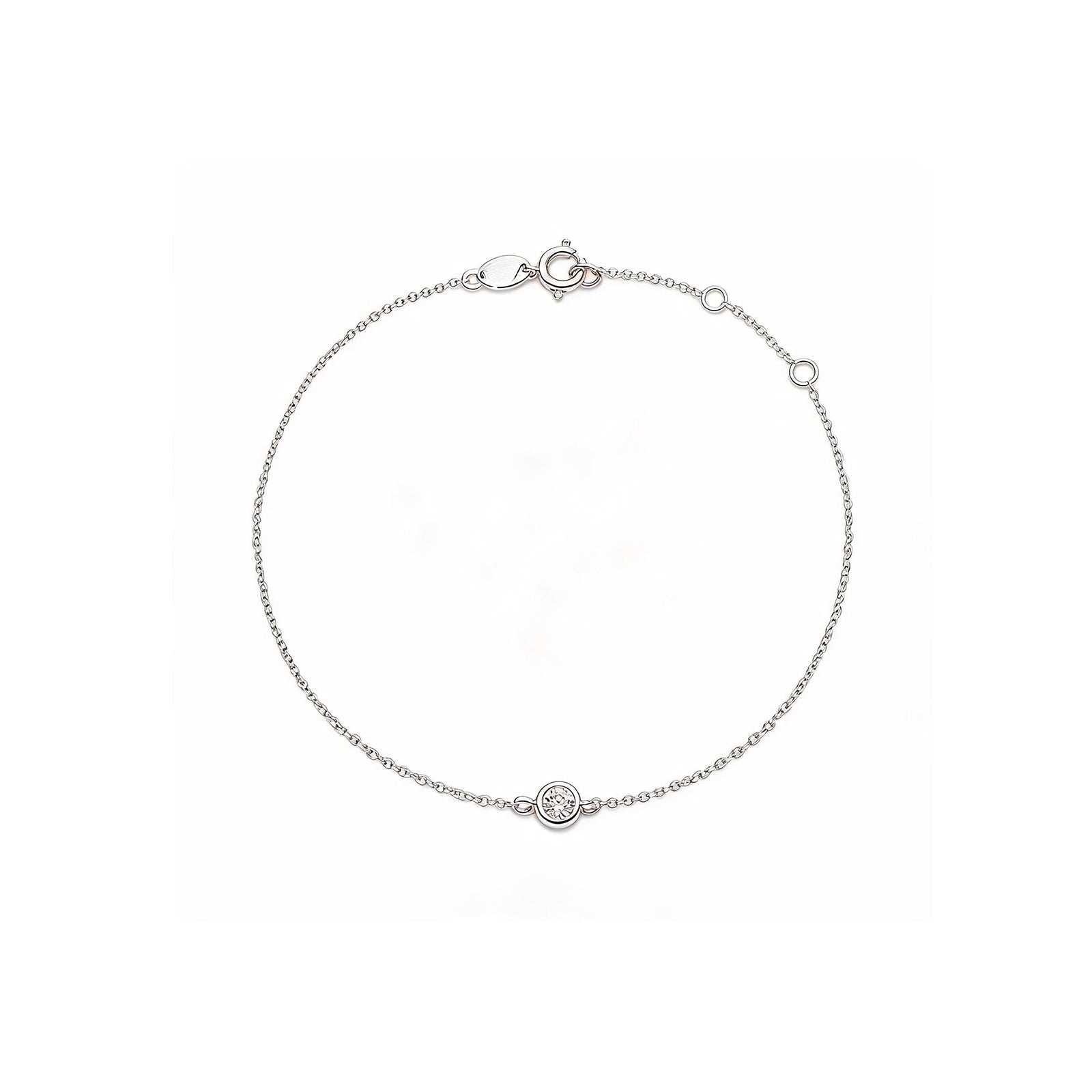 Bezel-Set Solitaire Diamond White Gold Bracelet
