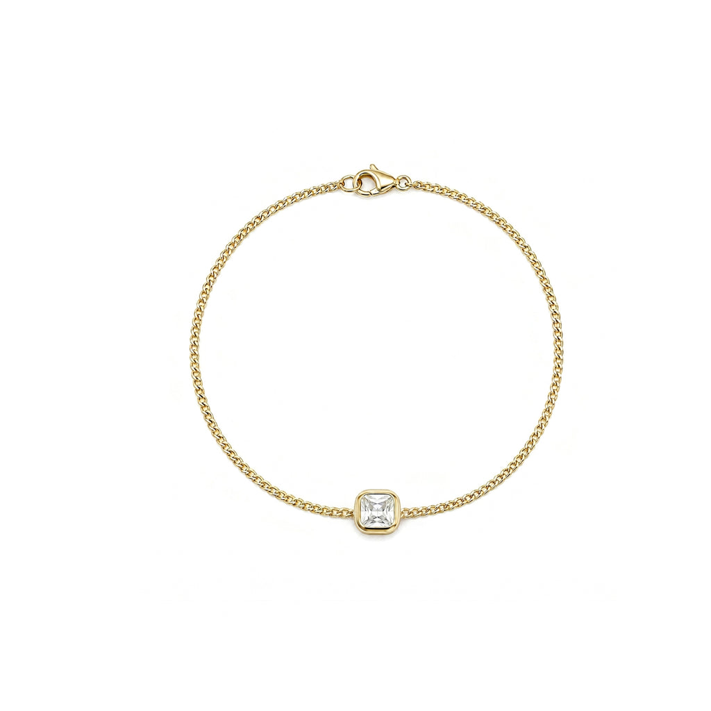 Modern Geometric Square Diamond Gold Bracelet