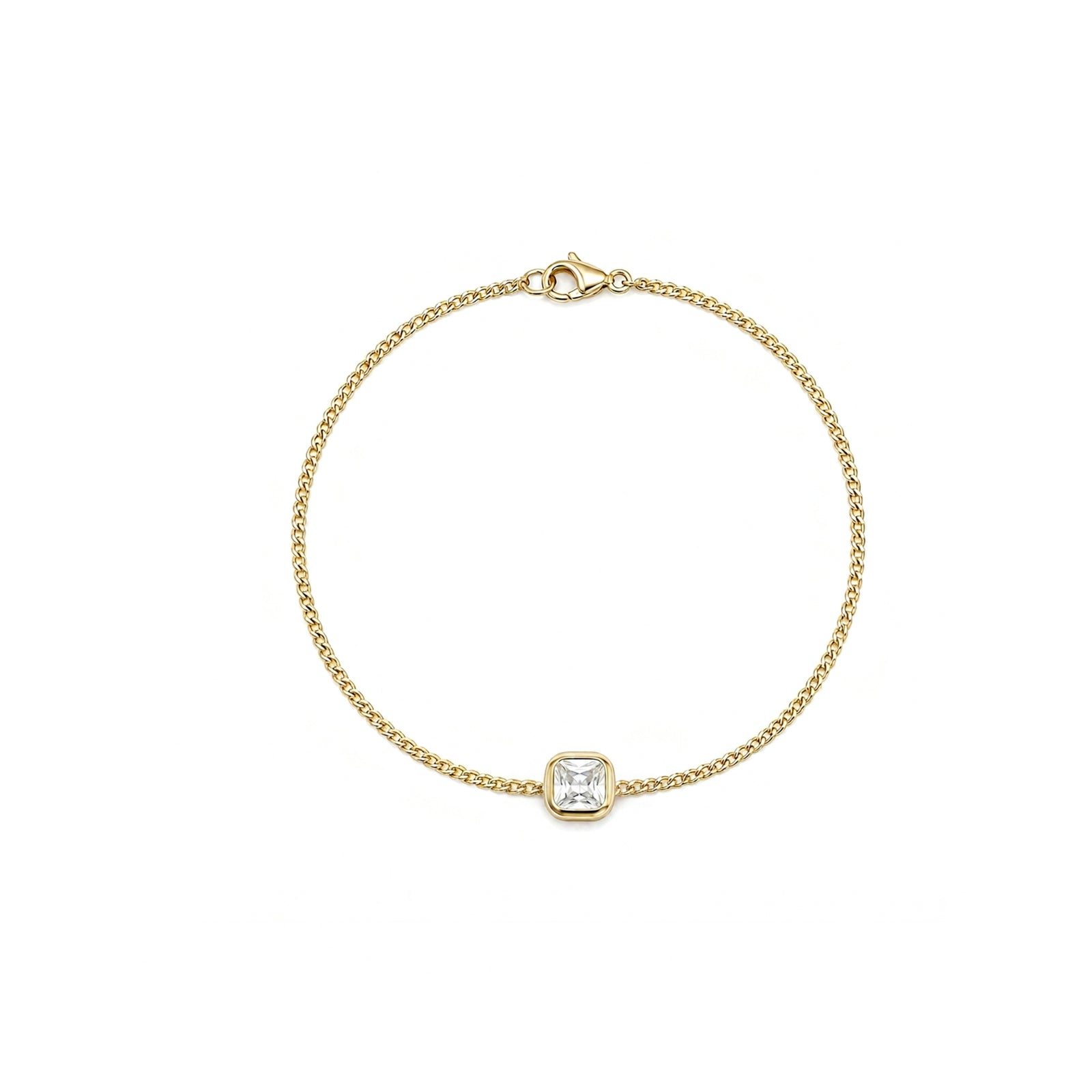 Modern Geometric Square Diamond Gold Bracelet
