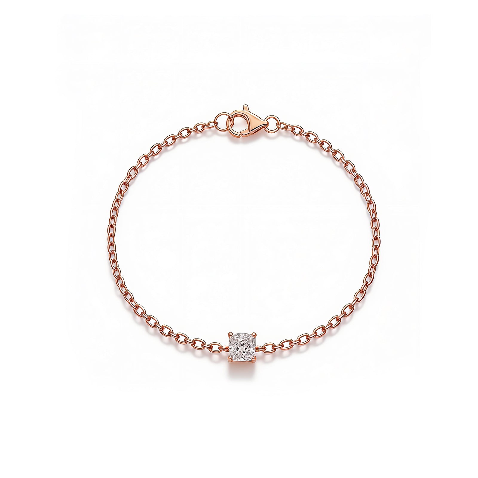 Princess-Cut Diamond Gold Dainty Prong Bracelet
