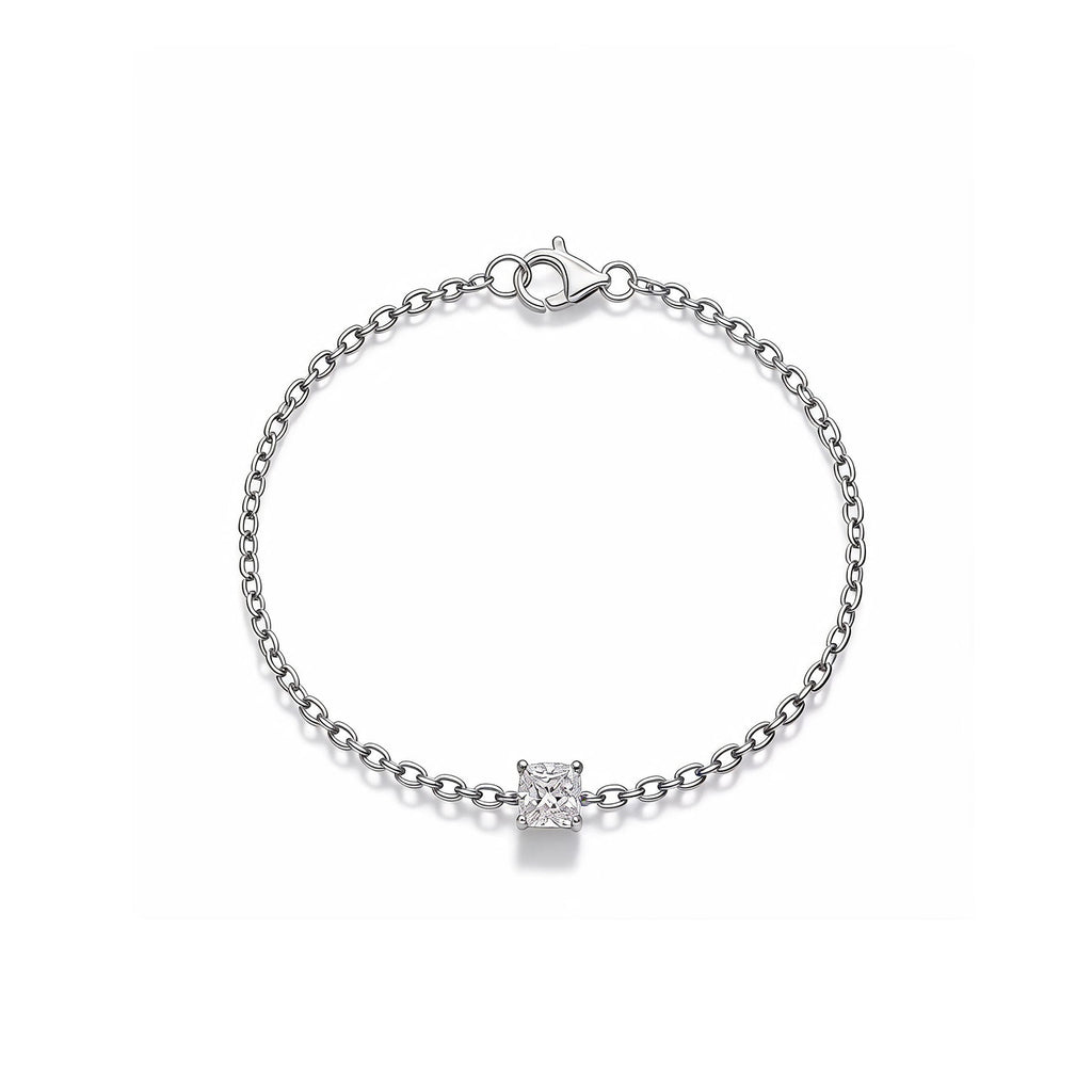 Princess-Cut Diamond Gold Dainty Prong Bracelet