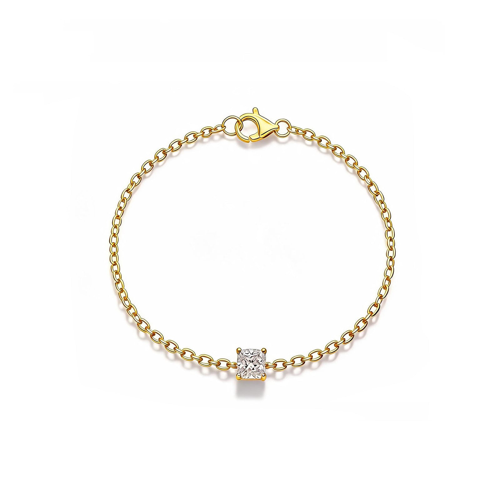 Princess-Cut Diamond Gold Dainty Prong Bracelet