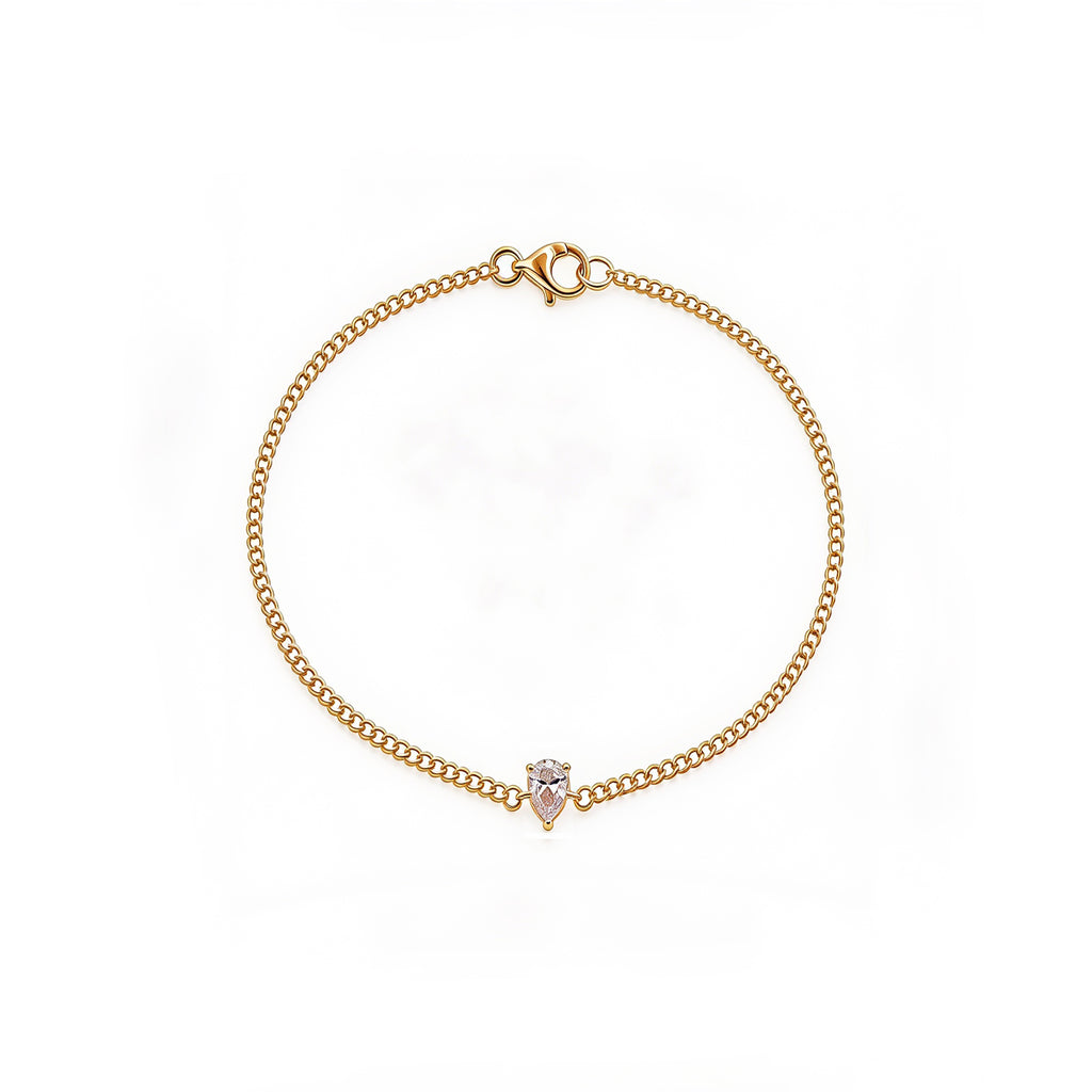 Minimalist Teardrop Solitaire Gold Bracelet
