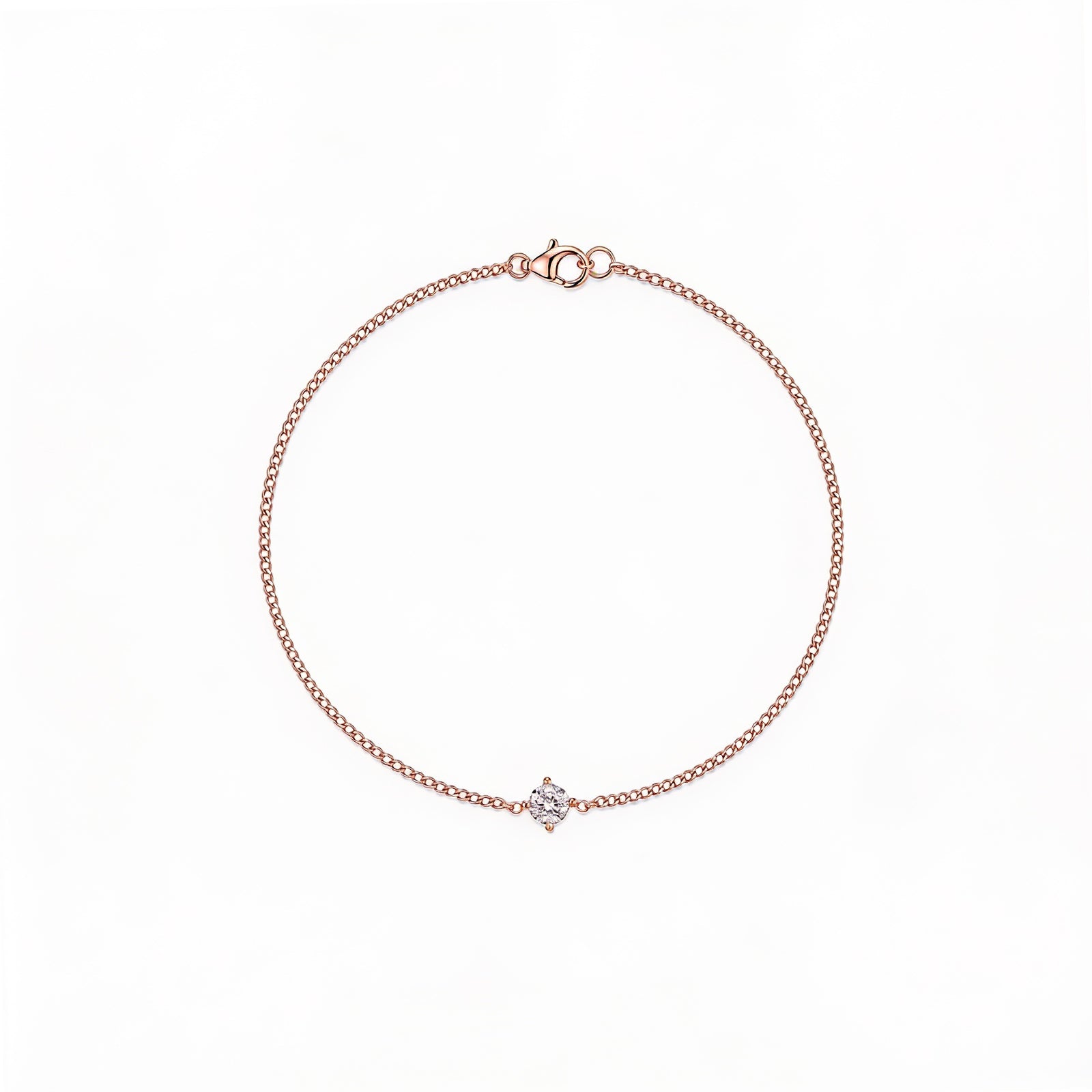 Classic Solitaire Diamond Gold Curb Chain Bracelet