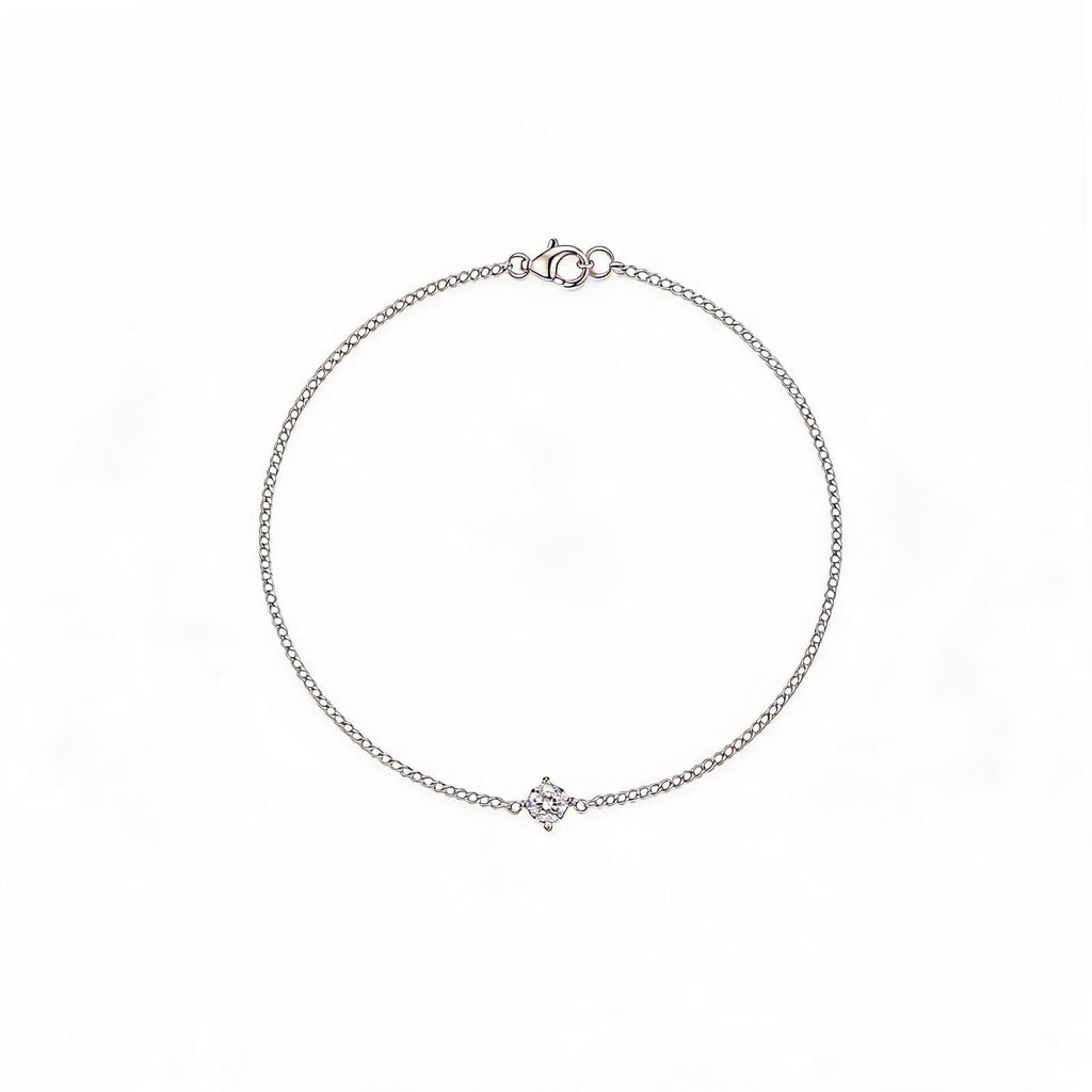 Classic Solitaire Diamond Gold Curb Chain Bracelet