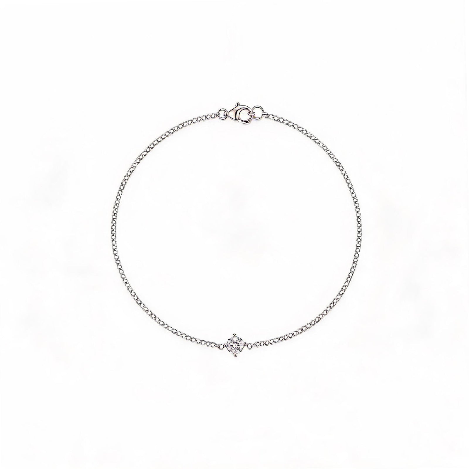 Classic Solitaire Diamond Gold Curb Chain Bracelet