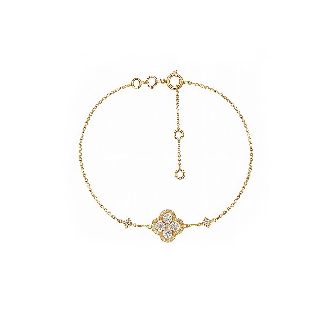 "Lucky Star" Shimmering Clover Dainty Bracelet