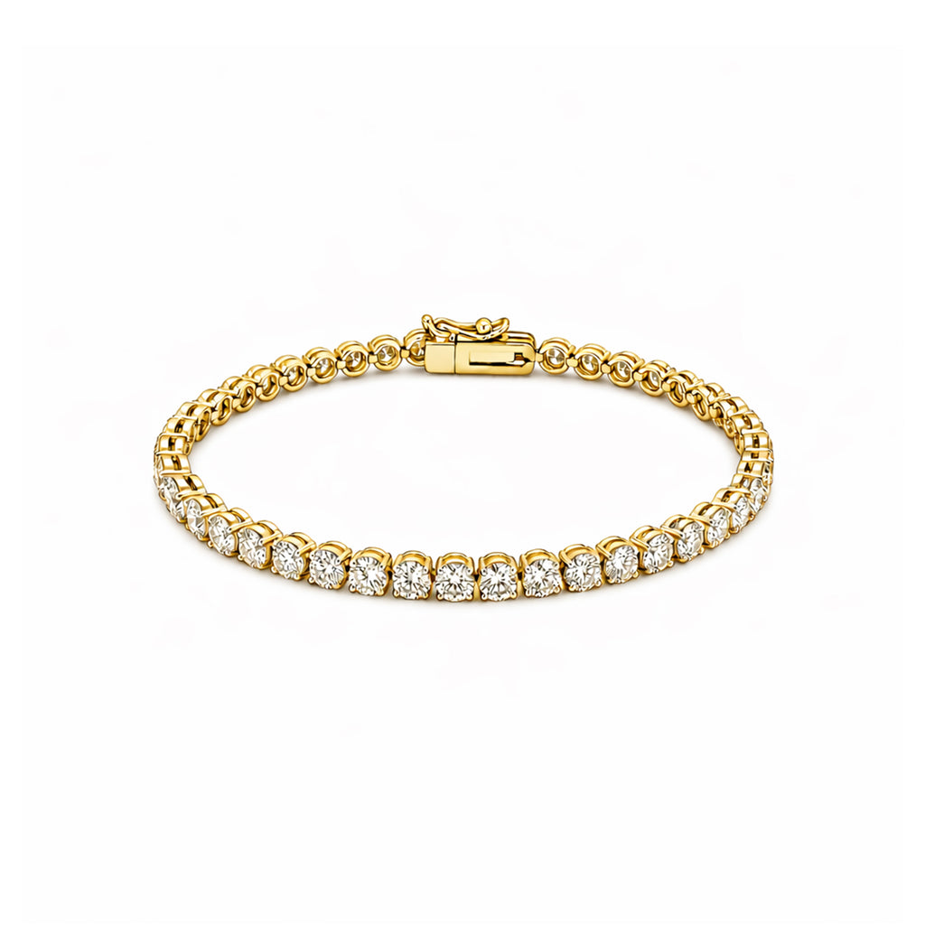 Classic Round-Cut Tennis Gold Bracelet
