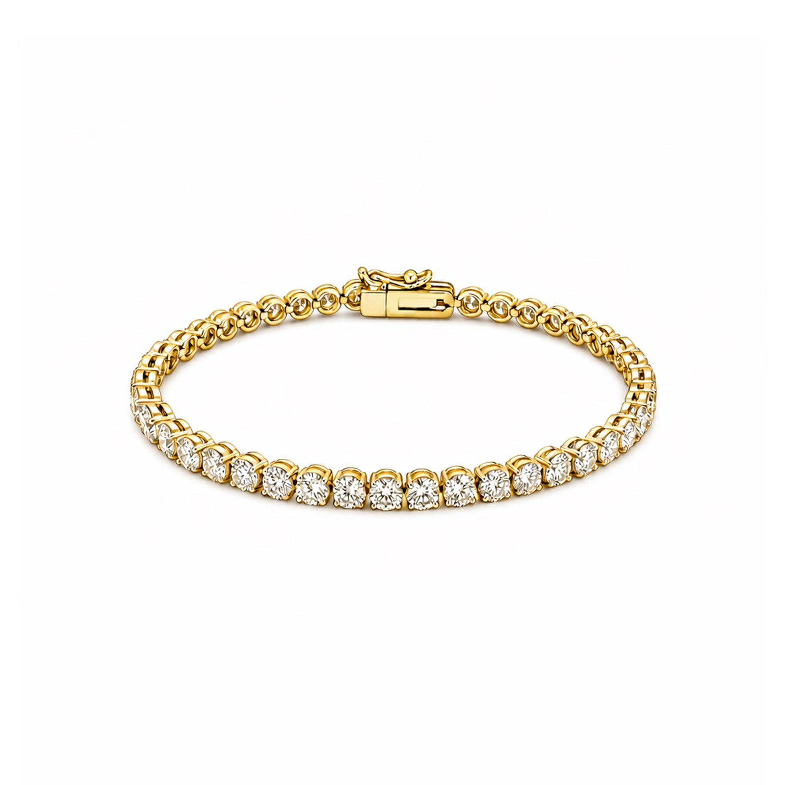 Classic Round-Cut Tennis Gold Bracelet