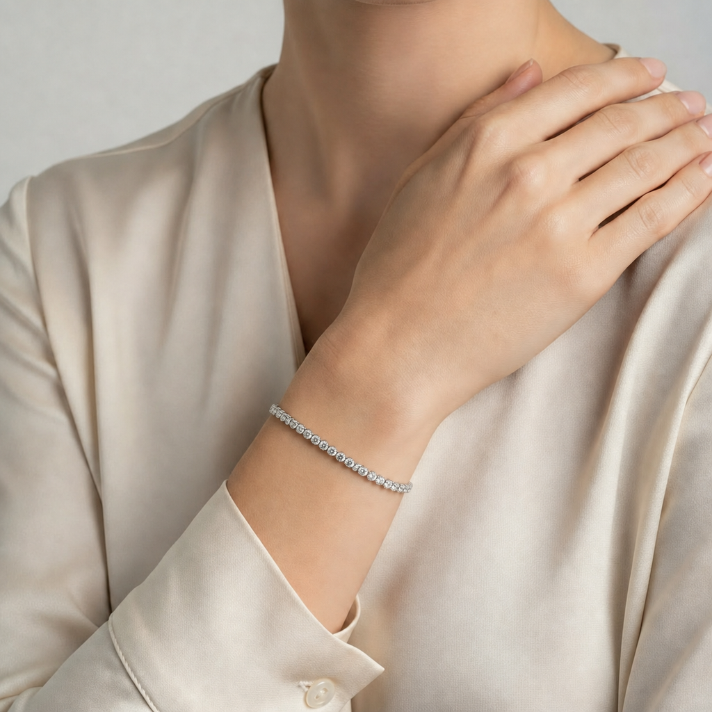 Classic Round-Cut Tennis Gold Bracelet