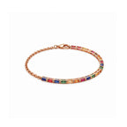 Multicolor Rainbow Baguette Sapphire Tennis Diamond Gold Bracelet