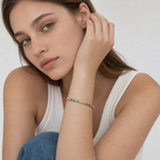 Multicolor Rainbow Baguette Sapphire Tennis Diamond Gold Bracelet
