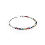 Multicolor Rainbow Baguette Sapphire Tennis Diamond Gold Bracelet