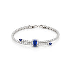 Cobalt Knot Tennis Cuff Sapphire Diamond Gold Tennis Bracelet