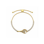 "Match Point" Series: Tennis Racket Pearl Charm Bracelet