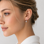 14K Gold Princess-Cut Lab-Grown Diamond Huggie Drop Earrings