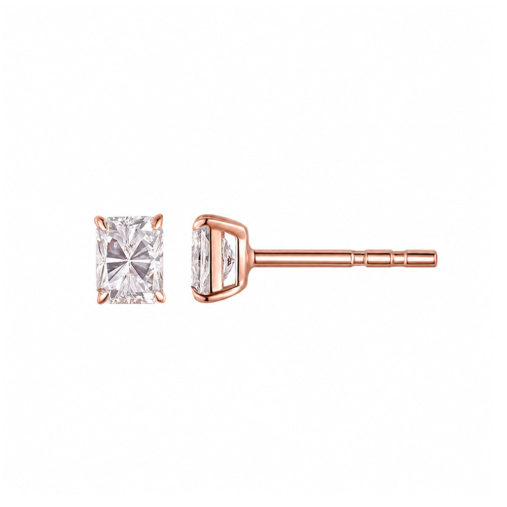 Princess Cut Square Diamond Gold Earrings Studs
