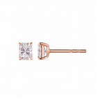 Princess Cut Square Diamond Gold Earrings Studs