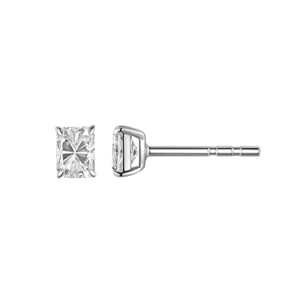 Princess Cut Square Diamond Gold Earrings Studs