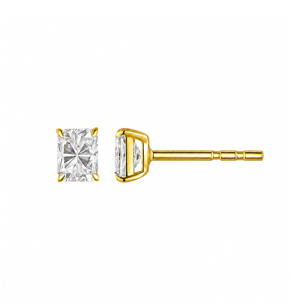 Princess Cut Square Diamond Gold Earrings Studs