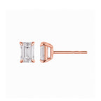 Emerald Cut Rectangle Diamond Gold Earring Studs