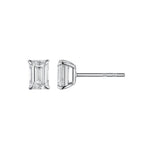 Emerald Cut Rectangle Diamond Gold Earring Studs