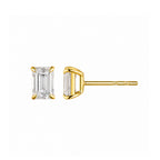 Emerald Cut Rectangle Diamond Gold Earring Studs