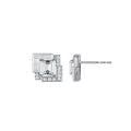 Geometric Art Deco Statement Emerald-Cut & Baguette Mixed-Cut Diamond Gold Stud Earrings