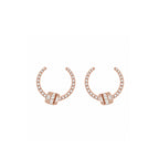 "The Gatekeeper" Statement C-Hoops Pave Band with Emerald-Cut Geometric Drop Diamond Gold Earrings