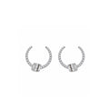 "The Gatekeeper" Statement C-Hoops Pave Band with Emerald-Cut Geometric Drop Diamond Gold Earrings