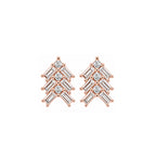 Deco Arrowhead Stud Earrings Tapered Emerald-Cut Tiered Cluster