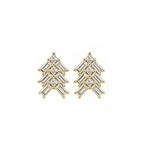 Deco Arrowhead Stud Earrings Tapered Emerald-Cut Tiered Cluster