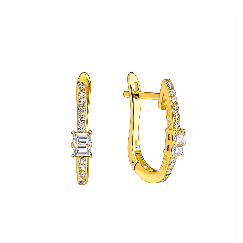 ICE CUBE Emerald-Cut Pave Huggie Hoops
