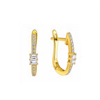ICE CUBE Emerald-Cut Pave Huggie Hoops