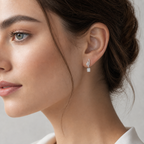 Arcade Cascade Chandelier Studs Pave Arc with Marquise Leaf Connectors Drop Diamond Gold Earrings