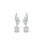 Arcade Cascade Chandelier Studs Pave Arc with Marquise Leaf Connectors Drop Diamond Gold Earrings
