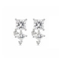 Princess-Cut Cascade Studs ¨C Asymmetric Square Cluster Diamond Gold Earrings with Kite-Shaped Drop Accents