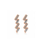 Lightning-Bolt Geometric Crawlers with Round & Emerald-Cut Stones Diamond Gold Earrings