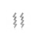 Lightning-Bolt Geometric Crawlers with Round & Emerald-Cut Stones Diamond Gold Earrings