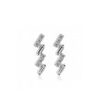 Lightning-Bolt Geometric Crawlers with Round & Emerald-Cut Stones Diamond Gold Earrings