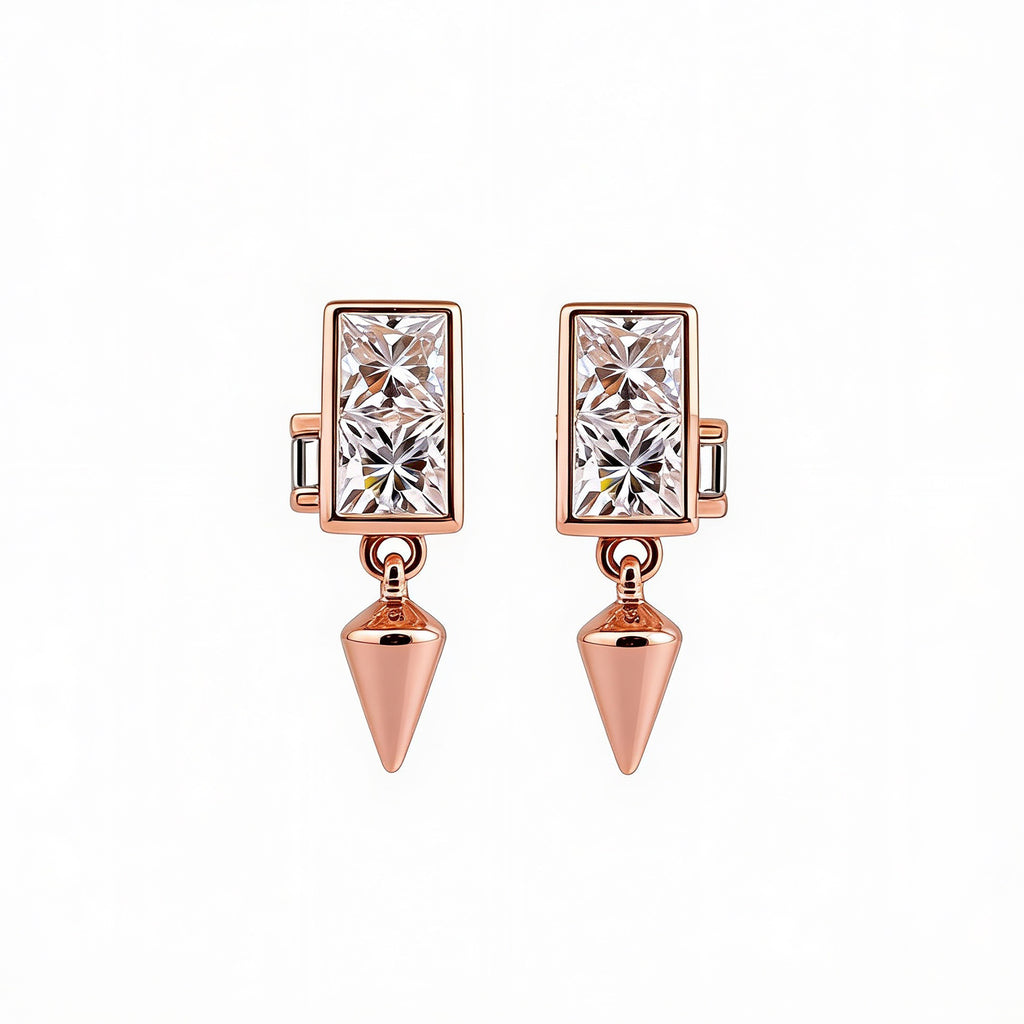 Geometric Spike Drop Stud Earrings Bold & Modern