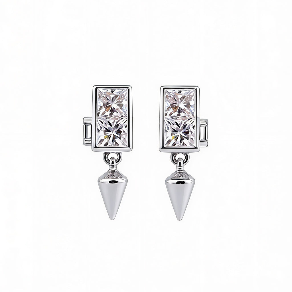 Geometric Spike Drop Stud Earrings Bold & Modern
