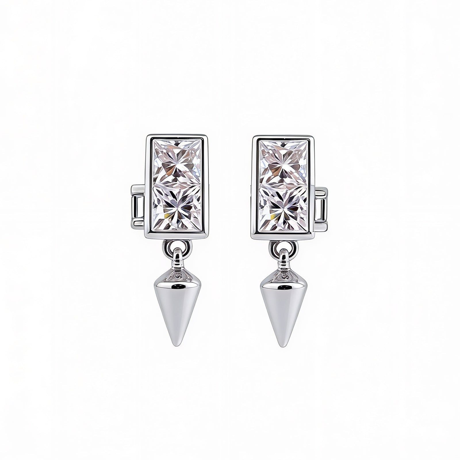 Geometric Spike Drop Stud Earrings Bold & Modern