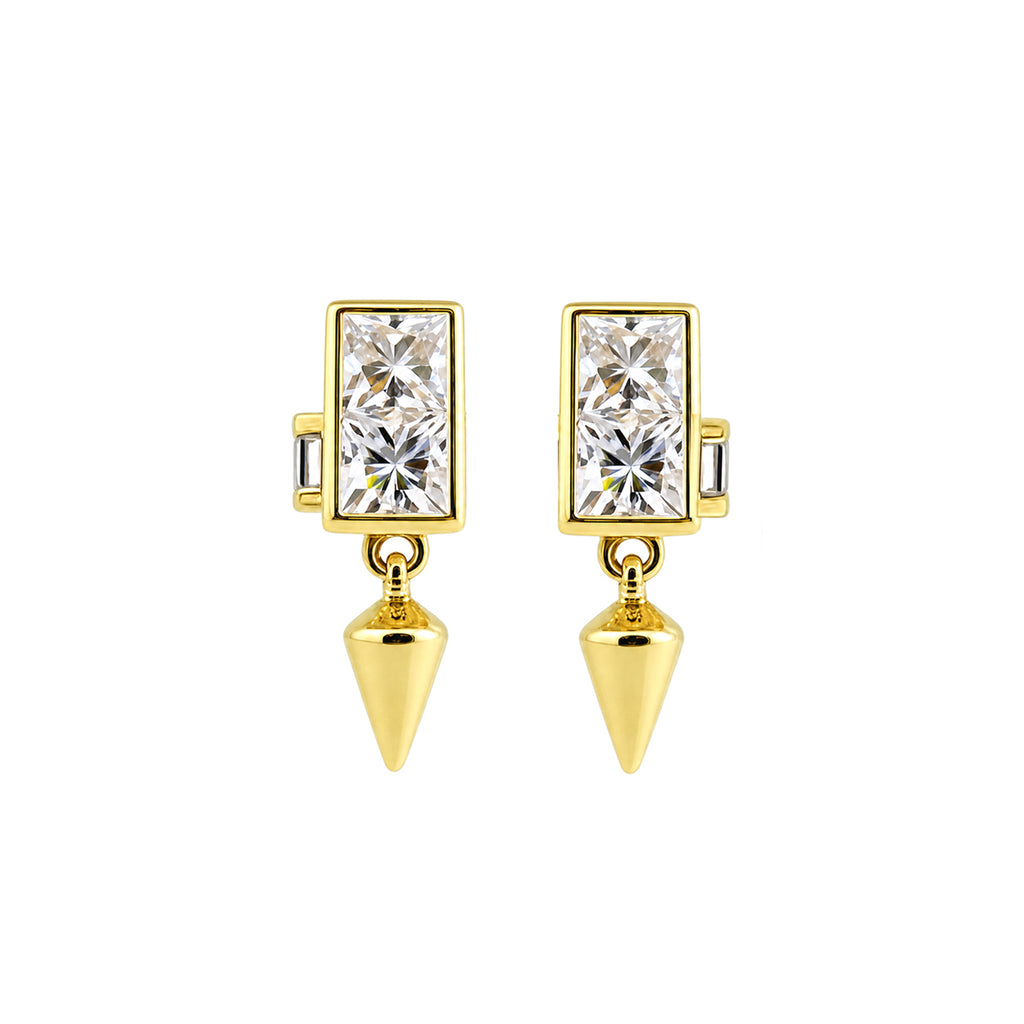 Geometric Spike Drop Stud Earrings Bold & Modern