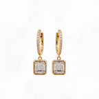 Baguette Cluster Drop Huggie Earrings Timeless Elegance