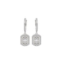 Octagon Double Halo Drop Huggie Earrings Art Deco Glamour
