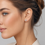 Luxury 14K Yellow Gold Flower Diamond Stud Earrings