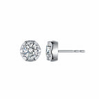 14K Yellow Gold Scalloped Crown Diamond Stud Earrings