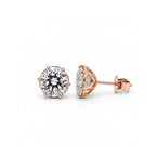 14K Yellow Gold Lab Grown Diamond Floral Crown Stud Earrings